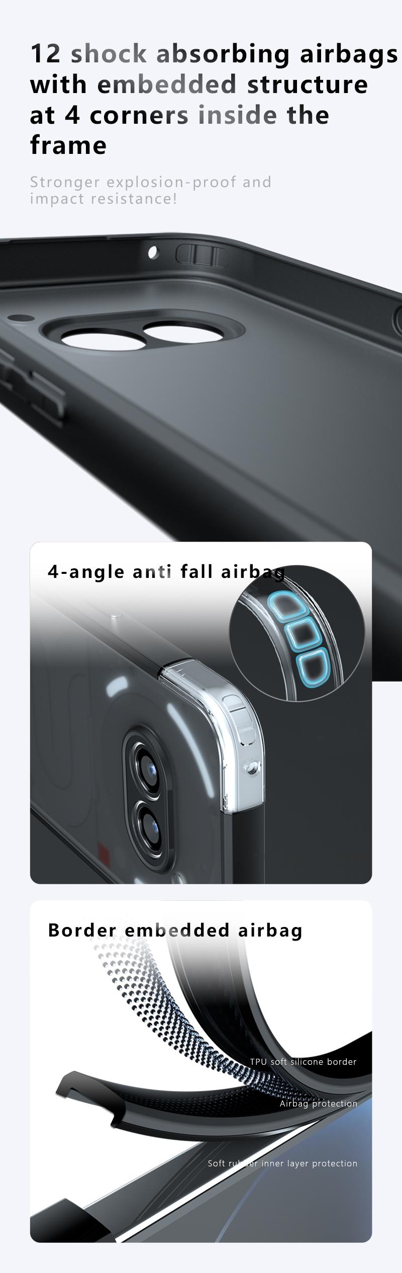 Product Introduction of Nothing Phone 2a 2aPLUS Phone Casing matte skin feels four corners of the anti-fall airbag are transparent Black softcase back shell case  does not yellow Protection Cover Protective Cellphone Phonecase Smartphone Protector 1