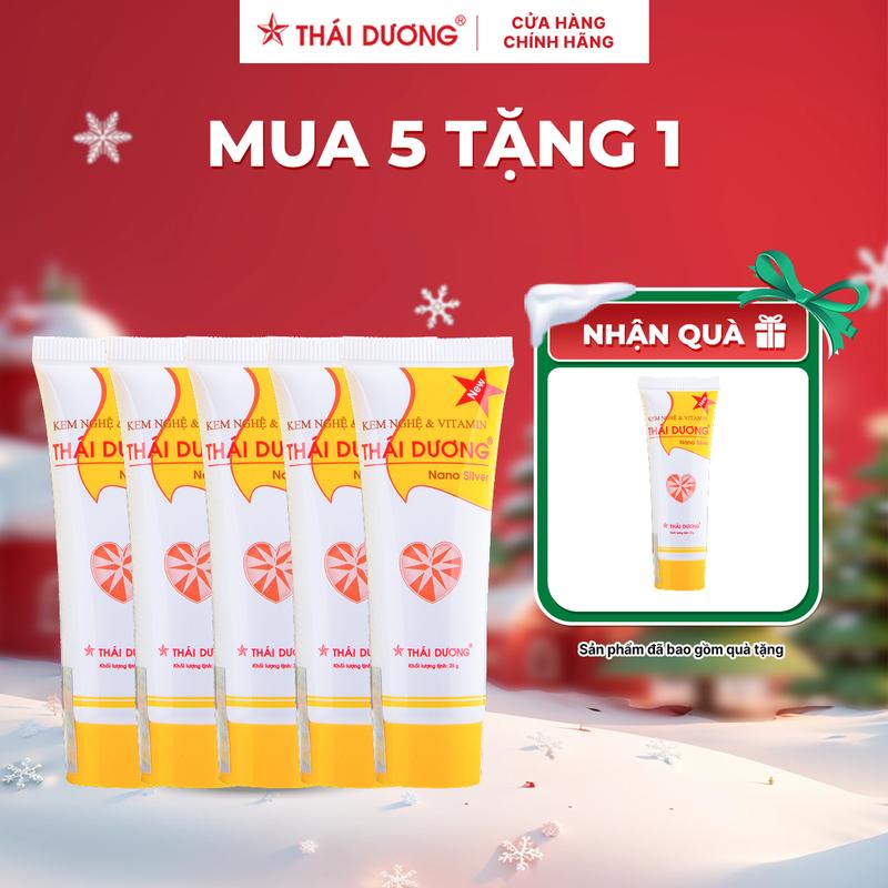 Sao Thái Dương Mua 05 tặng 01 Kem nghệ & Vitamin Thái Dương Hộp 1 Tube x 20g - Dưỡng da làm mờ vết thâm nám hỗ trợ lành vết thương