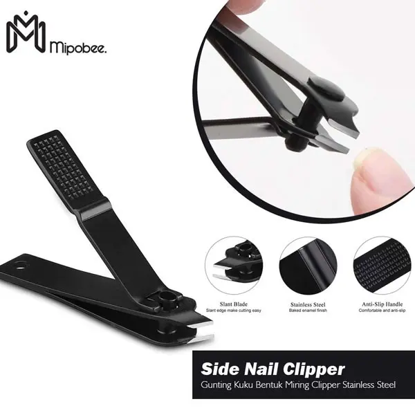 Mipobee Gunting Kuku Bentuk Miring Side Nail Clipper Stainless Steel - Hitam - NAIL ACC