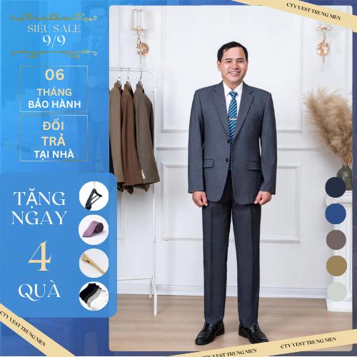 Vest nam Trung Niên , Bộ comple trung niên Poman Luxury xuất khẩu Áo Đen