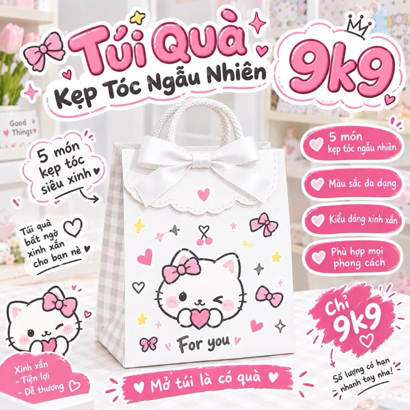 Túi Quà Bất Ngờ 10k - 5 Món Kẹp Tóc Ngẫu Nhiên