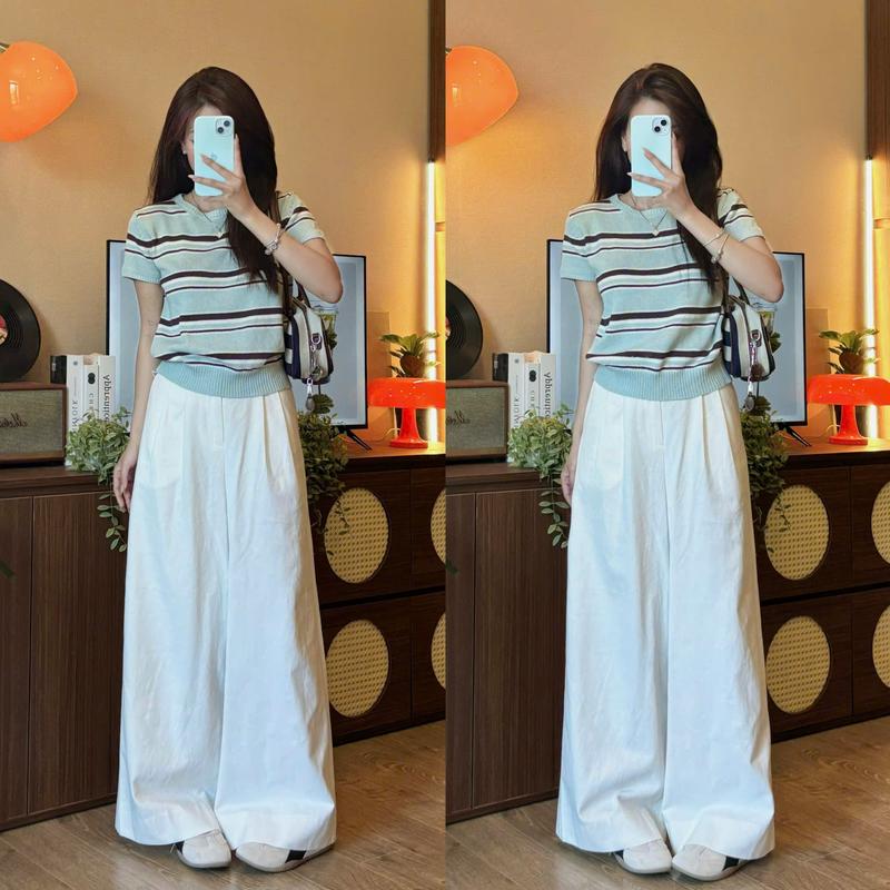 ẢNH OLDSCHOOL Quần thô suông nữ GẤU TO ống rộng chun sau QC1621