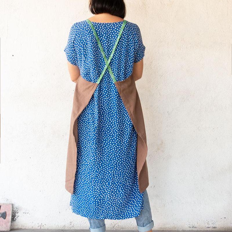 Linen apron masak (Mocha) 5