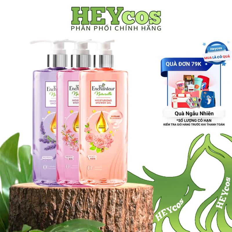 [TẶNG BÔNG TẮM] Sữa Tắm Enchanteur Naturelle 510g – Hương Thiên Nhiên,Dưỡng Da