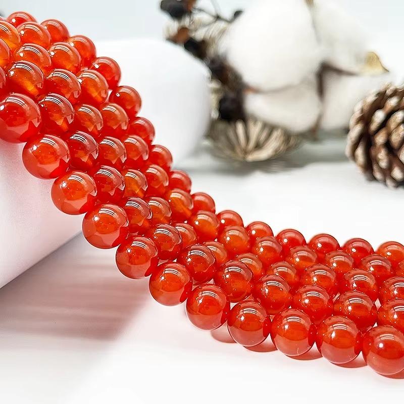 Đá Quý Mã Não Đỏ, Tự Nhiên, Hạt Rời Tròn Mịn, Để Làm Đồ Trang Sức, Thiết Kế Tự Làm, Đồ Thủ Công Thủ Công, Thích Hợp Cho Vòng Tay, Vòng Cổ, Hoa Tai, Chất Lượng AAA, Dài 15,5 Inch, Đá Bán Quý, Hạt Đệm 1