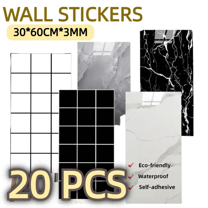 20PCS Wallpaper Dinding Marmer Vinyl 30 x 60 cm ,Stiker Lemari Cabinet Marbel  Waterproof & Anti-Collision