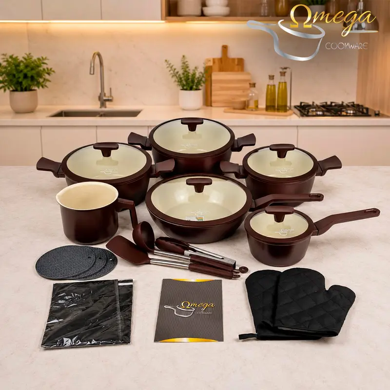 Jogo De Panela Omega Cerâmica Premium 20 Peças - Antiaderente