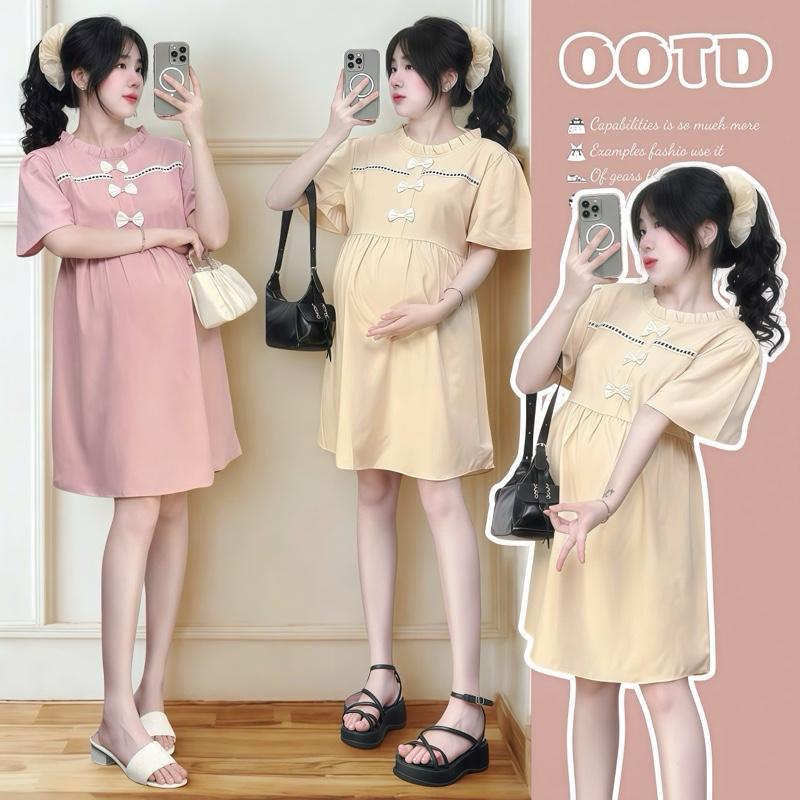 Váy bầu xinh sang chảnh dáng ngắn 3 màu cao cấp đẹp, quyến rủ, sang trọng thích hợp đi làm, đi tiệc