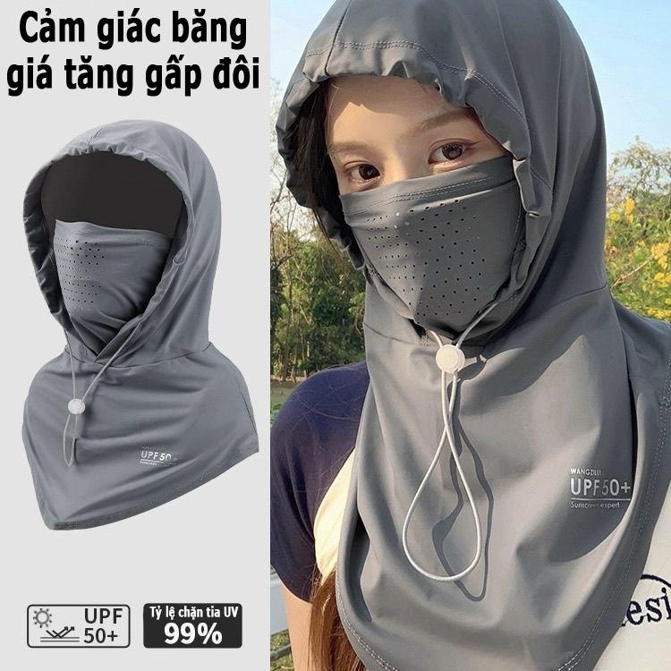 Mũ che nắng mùa hè tích hợp mũ chống nắng cho nữ trùm đầu khăn lụa băng thoáng khí khăn che mặt khi lái xe và đạp xe bảo vệ cổ