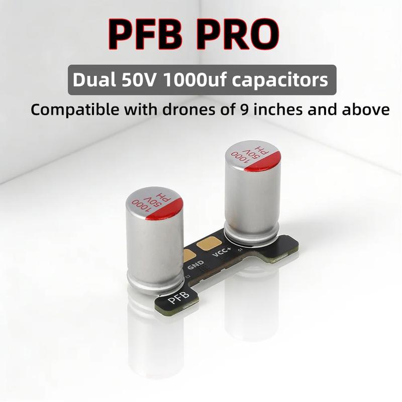 RUSHFPV PFB PRO – Bộ 2 tụ điện 50 V, 100 µF, ESR thấp, dành cho máy bay FPV kích thước 9 inch trở lên; dùng làm bảng bộ lọc nguồn cho máy bay FPV.