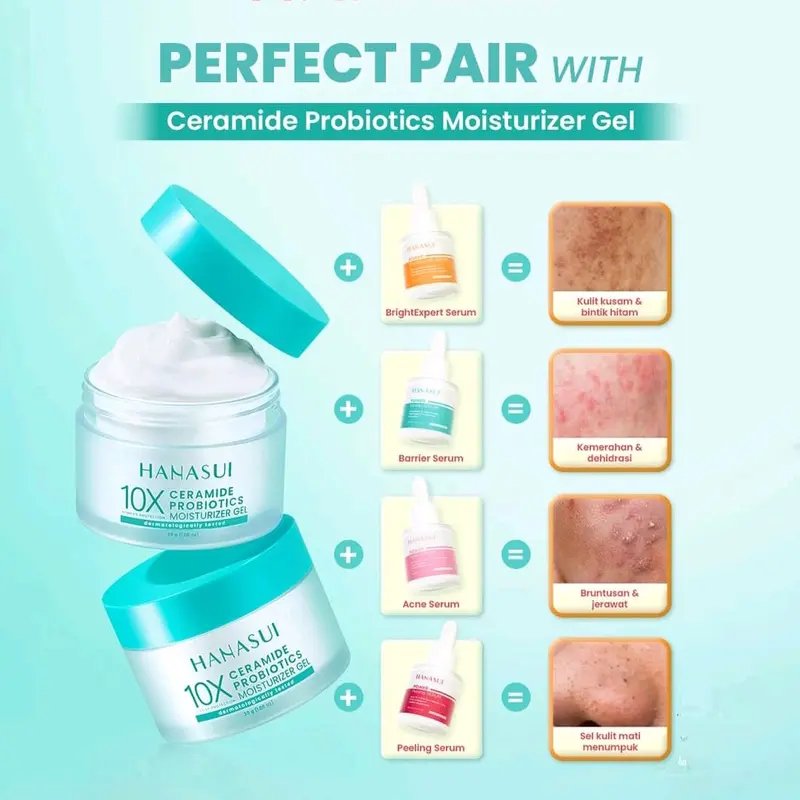 Pelembab Wajah Hanasui Ceramide Probiotics Gel 10X Pelindung Barrier 30 Gr 3