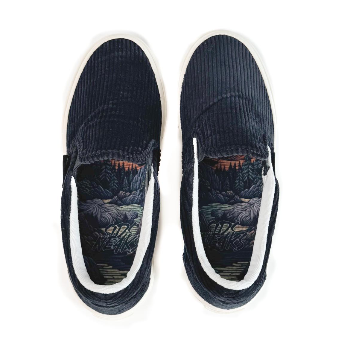 SIDSNEAKS - Sepatu Slip On Corduroy - New Black White