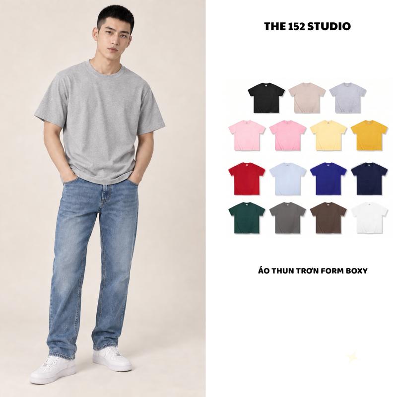 Áo Thun Trơn Local Brand 152 Studio Form Boxy Unisex Vải Cotton 260gsm