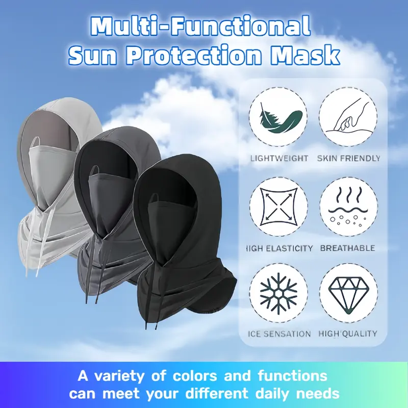 3 Pack Summer Balaclava Sun UV Protection Hood Breathable Face Cover