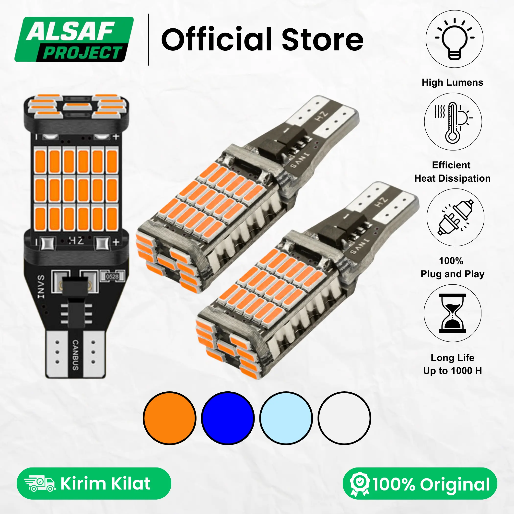 Lampu Sein Dajjal T10 T15 W16W Canbus 45 LED Super Terang Anti Error 12V Motor Mobil