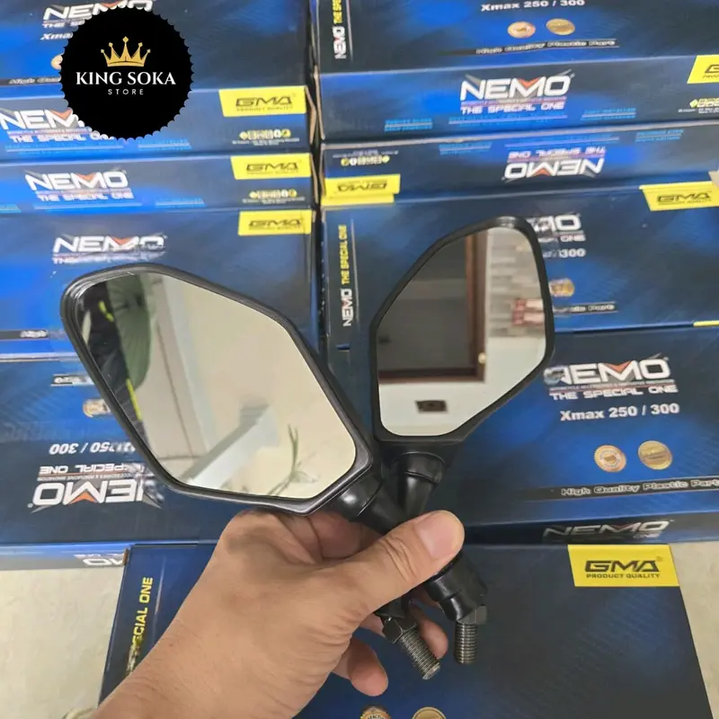Spion Bubut 3 Jari Original Xmax Nemo Spion Bubut Tangkai Pendek Spion Down Size Universal Semua Motor Honda & Yamaha Motorcycle 2