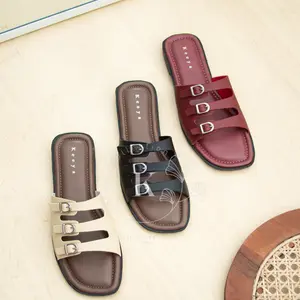 Keeya Sandal Teplek Wanita Florin Kekinian Hitam Cream Maroon Ukuran 37-41 Desain Anggun Fashionable