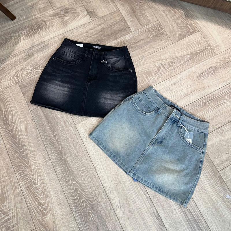 THE QUẠO - Chân Váy Jeans Lưng Cao Viền Tròn Màu S3105_672 ( SIZE NHỎ)