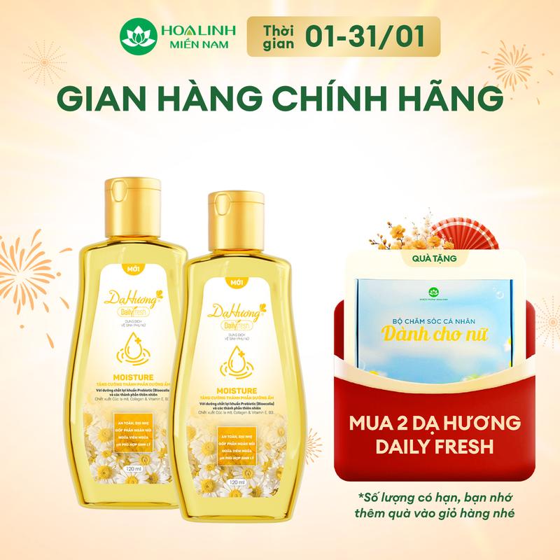  Combo 2 chai dung dịch vệ sinh Dạ Hương Daily Fresh Moisture 120ml - Tăng cường thành phần DƯỠNG ẨM 