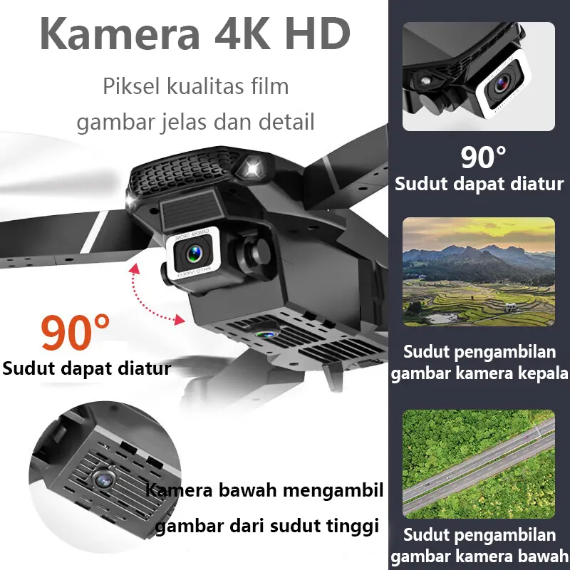 4K Drone E88 Pro Shot Camera Quadcopter Shoot Murah Original Indoor Outdoor Drone Pro Mini RC 4K HD Camera -D2 Kamera Wifi Accessories 1