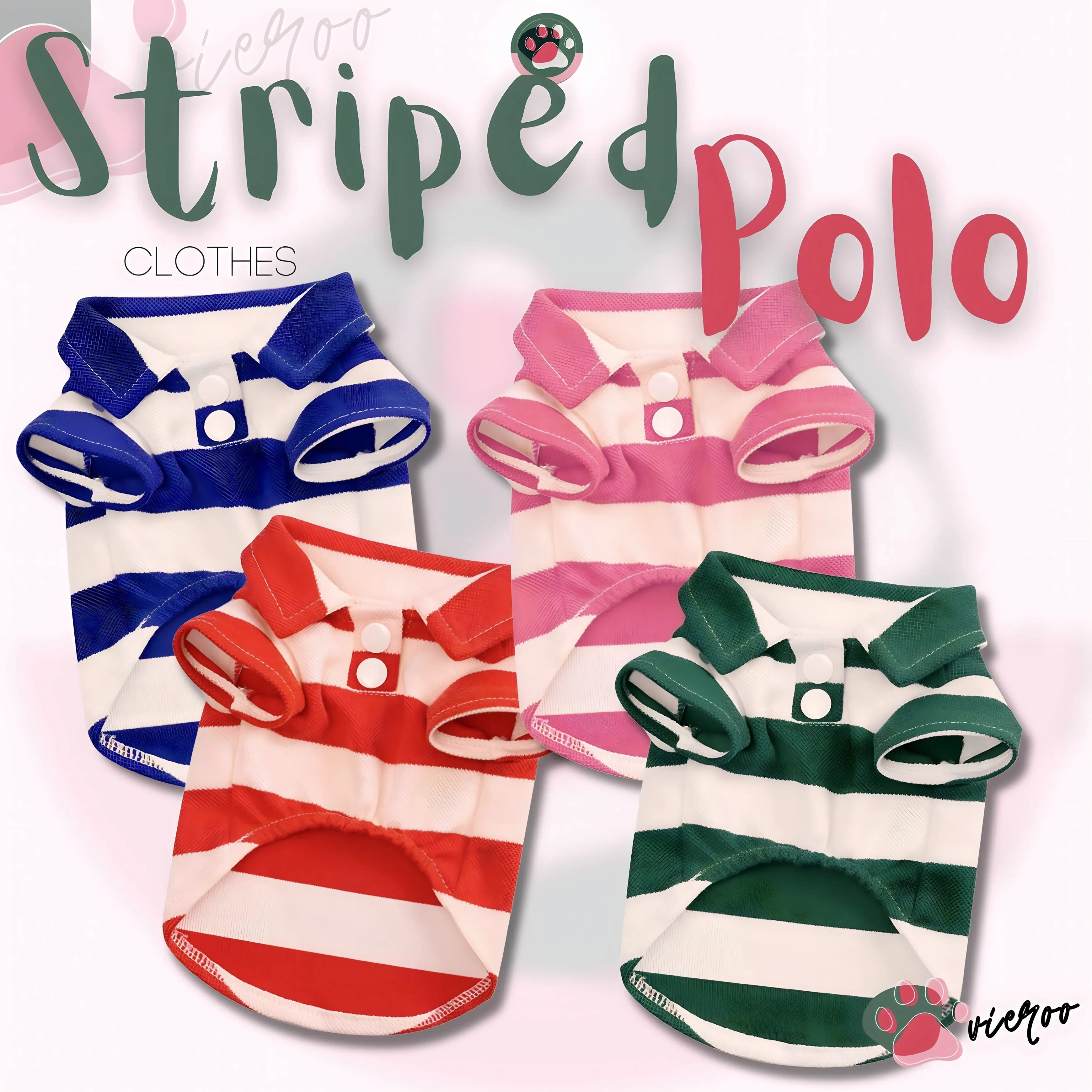 AVIEROO Striped with Collar Style Pet Polo Clothes