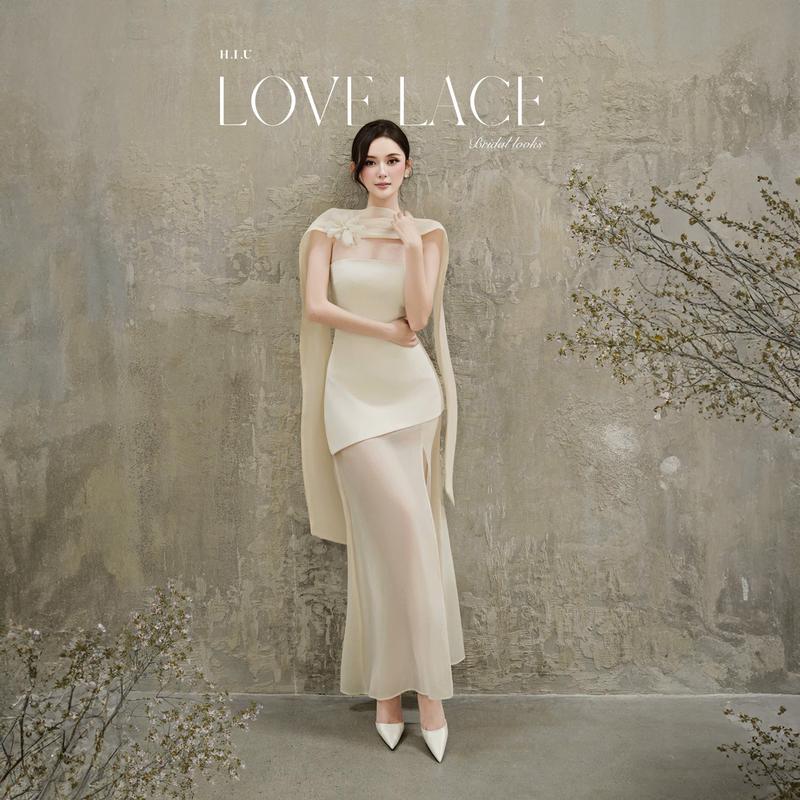 Dari Dress | Váy nữ cup ngực text chun hàn phối voan tơ H.I.U Fashion | đầm xẻ dáng dài sang trọng cao cấp HIU design