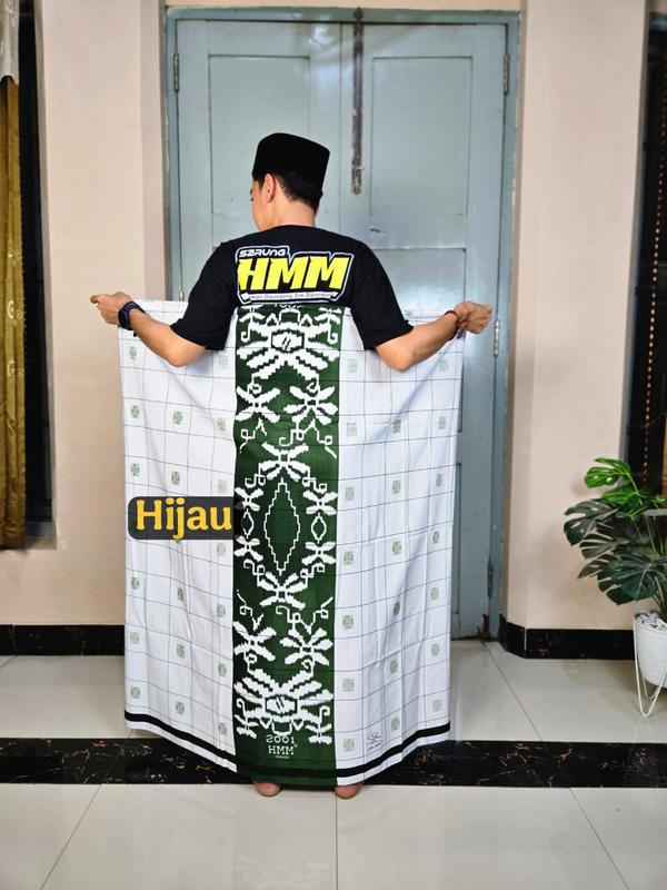 SARUNG HMM POLOS PUTIH MOTIF PINTU ACEH SARUNG SANTRI DEWASA  BISA COD nyaman muslim  corak Hitam Katun Pria 6