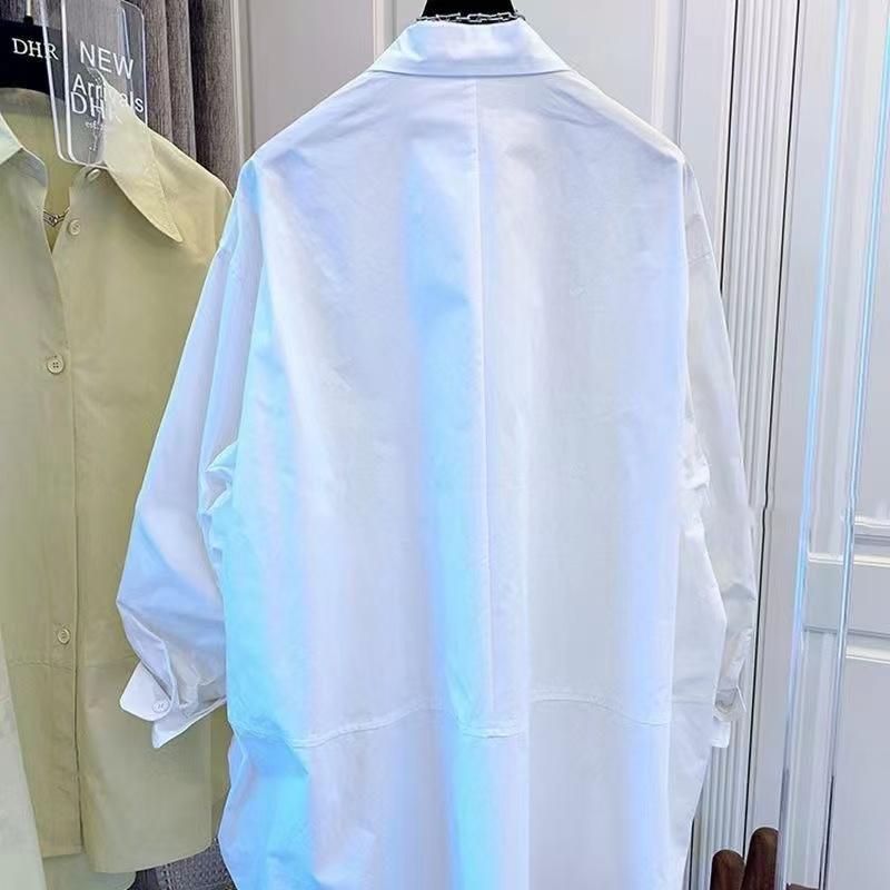 Áo Cánh Nữ, Thanh Lịch, Màu Trơn Nút Phía Trước, Bất Đối Xứng 4