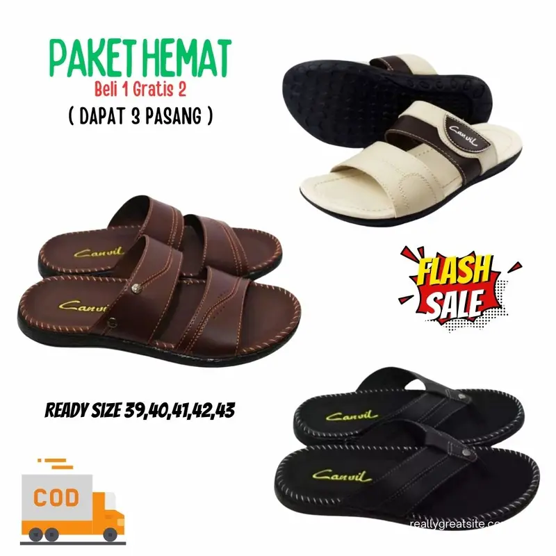 Sandal Slop / Beli 1 Dapat 3 Sandal Pria / Sandal Slop Japit Slide Slip on Cowok Terlaris Karet Flipper Jepit Kasual 0