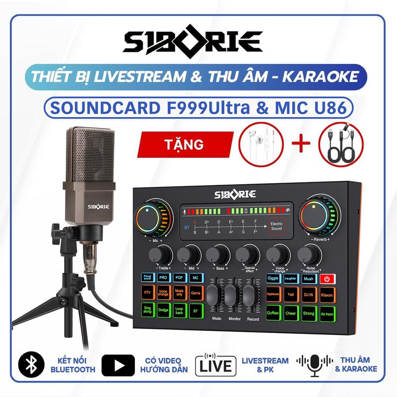   SIBORIE - BẢN TIẾNG VIỆT  Set Combo Bộ Livestream Thu Âm Soundcard Đen F999 Ultra & Mic U86 Tai Nghe Phụ Kiện Dây Sạc Tối Ưu Chất Lượng Âm Thanh micro livestream mic thu âm hát Bộ Soundcard Livestreams tích hợp nhiều hiệu ứng mic live  dây mic 
