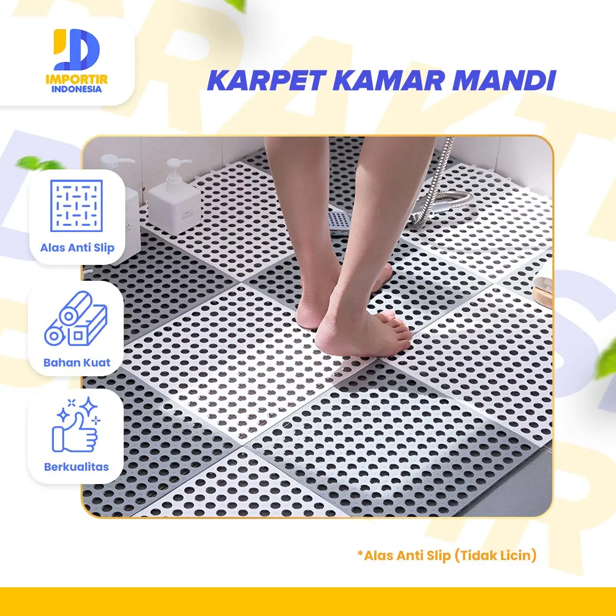 IMPORTIR - PAKET 10 PCS Karpet Kamar Mandi Anti Licin 30 x 30CM