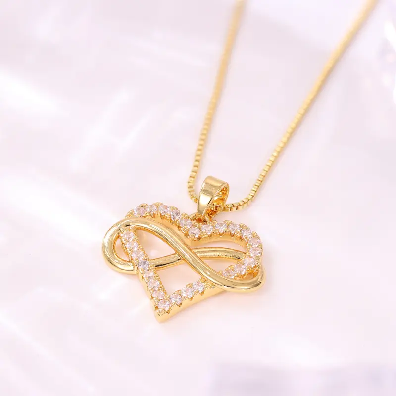 (CN111)Infinite Heart Zircon Pendant Necklace（38+5CM） 4