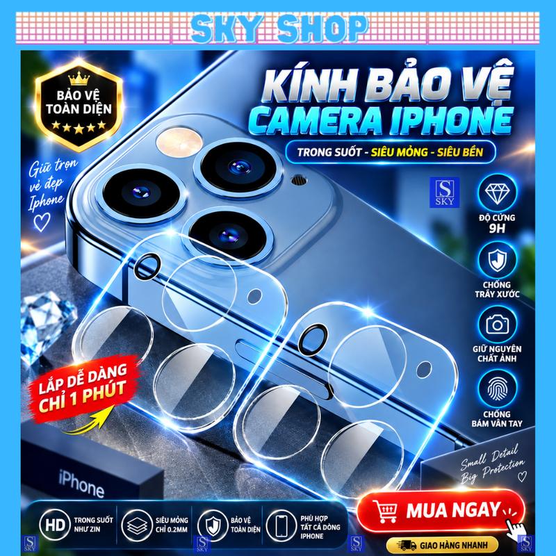 Kính cường lực Dành cho camera iphone 17 ProMax 17 Air 16 ProMax 16Pro 16Plus 15 ProMax 15 Plus 14 ProMax 14Plus 13 ProMax 12 ProMax 11 Pro Max Mini