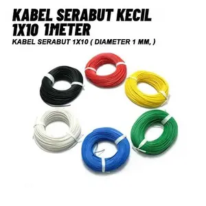 Kabel Tunggal Warna Warni Serabut 1x10 ( Diameter 1 mm Per 1 Meter ) Kabel Serabut Kecil mini Harga per 1 Meter