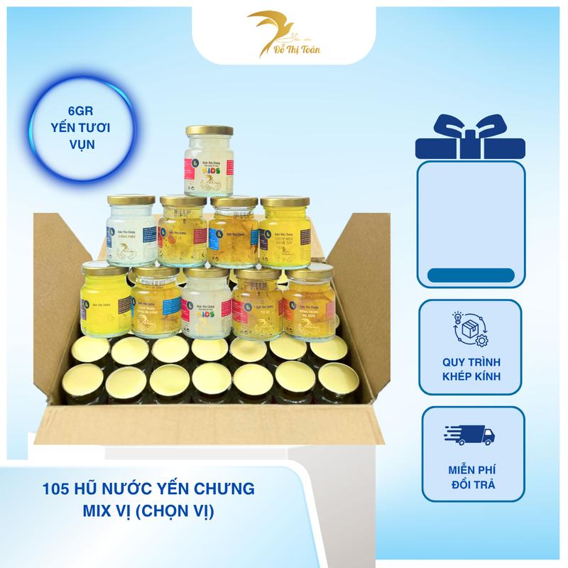 [TTMS-DTT] 105 hũ nước yến chưng sẵn (6gr yến t.ươi vụn/ hũ 70ml)- Chọn Vị - Yến sào Đỗ Thị Toán