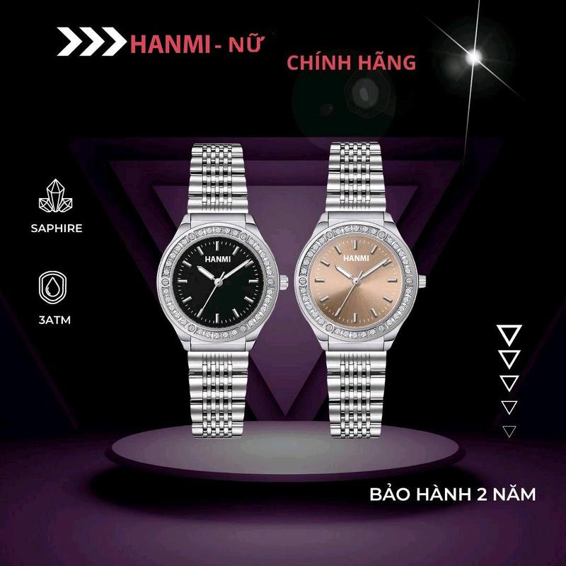 HM02 - Đồng hồ nữ  đính đá, HANMI chính hãng sang trọng, mẫu đồng hồ được ưa chuộng