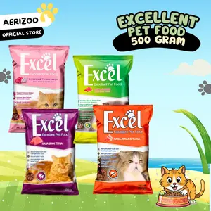 Excel Pakan Kucing Excellent Cat Food Dry 500gram Makanan Kucing Adult Aerizoo