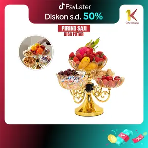 [COD] SK C1007 Ornamental Fruit Plate Piring Saji Bisa Putar Hidangan Buah Kue Crystal Plastik