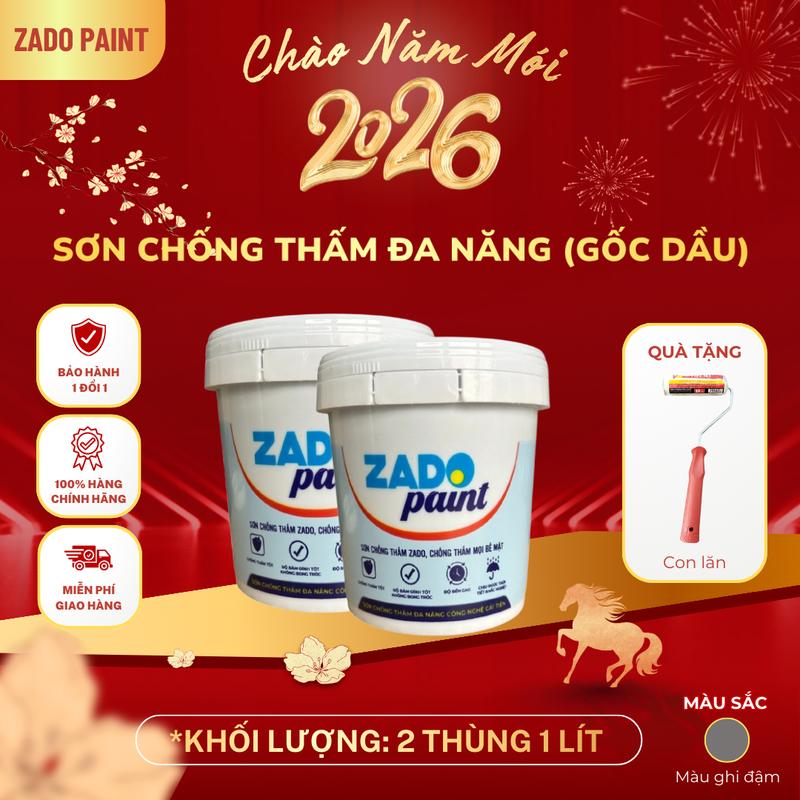 2 Lít Sơn Chống Thấm Đa Năng Zado Paint Sơn Gốc Dầu Màu Ghi Đậm Chống Thấm Tường Xi Măng Bê Tông Sân Thượng Tầng Hầm