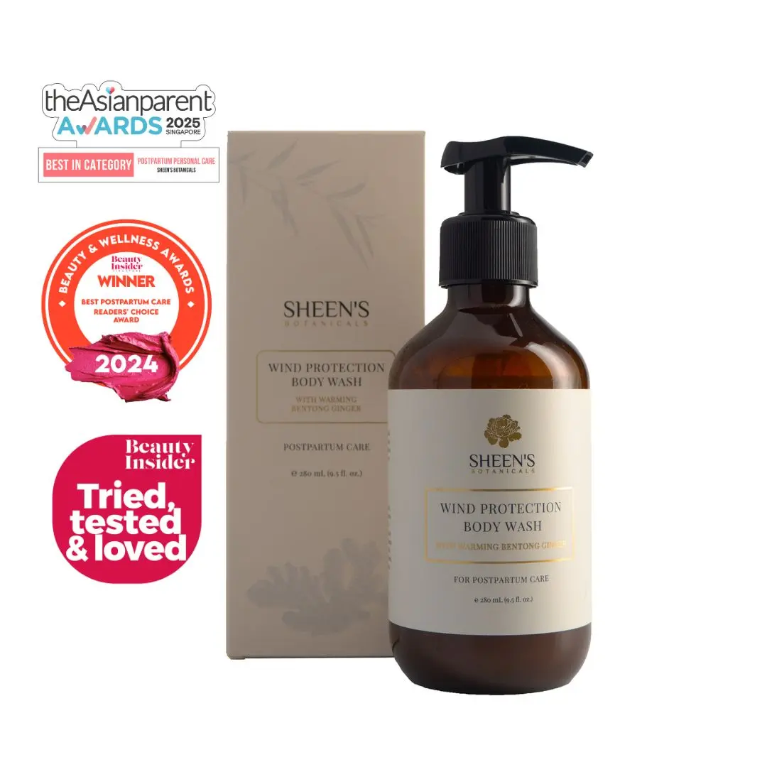 Sheen's Botanicals Wind Protection Body Wash with Warming Bentong Ginger for Postpartum Body Care, Gentle Cleansing, Suitable for Sensitive Skin