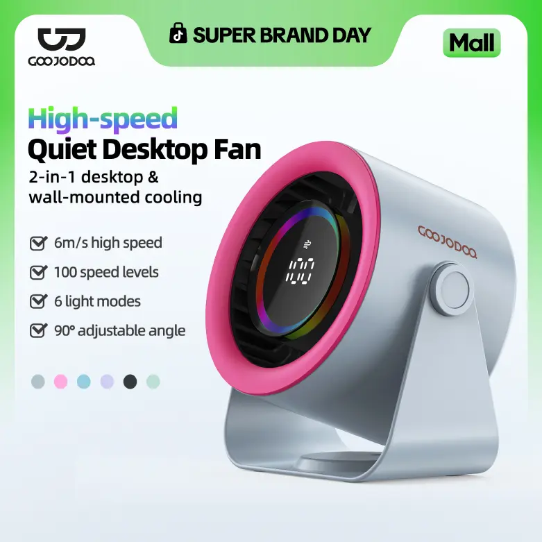 GOOJODOQ GFS008 High-speed Desktop Turbine Circulating Fan Kipas Angin Kipas Dinding Digital Display Adjustable Kipas Meja Kipas Dinding - Official.