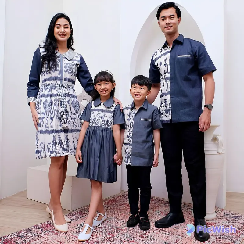 Kemeja dan dress tenun blangket motif jaranan baju couple familly keluarga Batik Atasan Wanita Sarimbit Kondangan 0