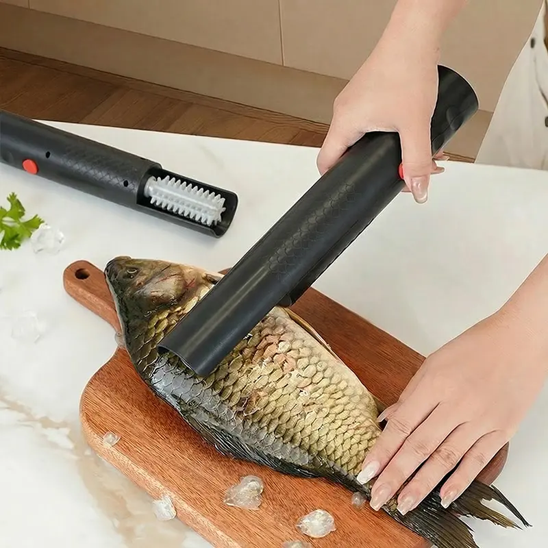 【hythm】Alat Pembersih Sisik Ikan Elektrik Otomatis Sepenuhnya dengan Pelindung Fosfor 180 Derajat dan Pegangan Ergonomis