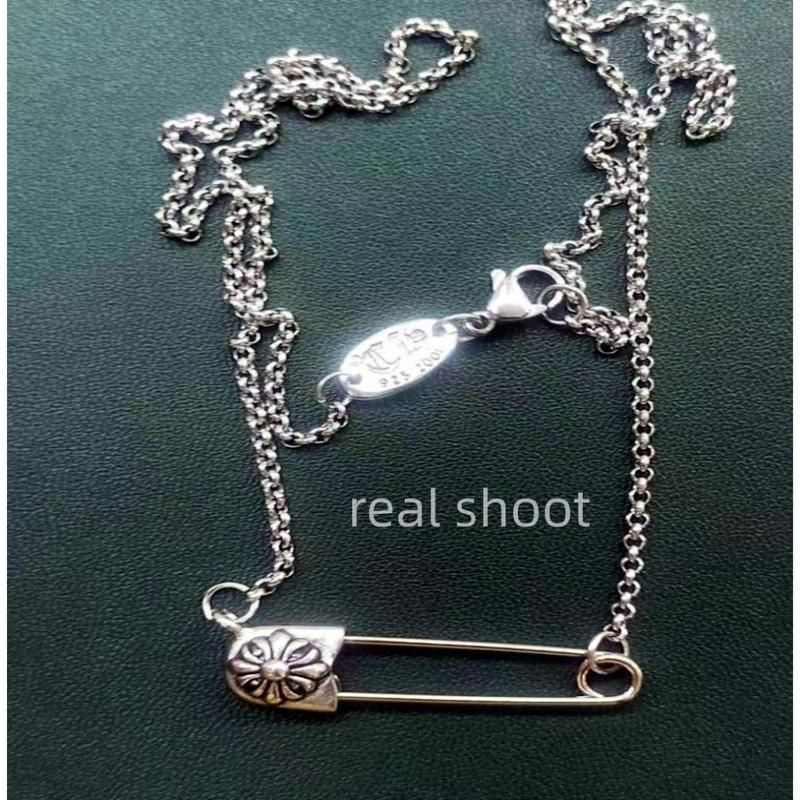 Product Introduction of safety Pin Necklaces Cross Necklace Female Titanium Steel Necklace Retro Japanese Korean Fresh Unique Female Paper Clip Pendant Clavicle Chain Fashion Jewelry 18