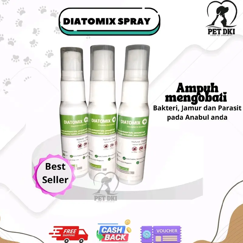 Diatomix Obat Spray Kutu dan Jamur Kucing Anjing Scabies Demodex Borok 20ml obat jamur kucing 0