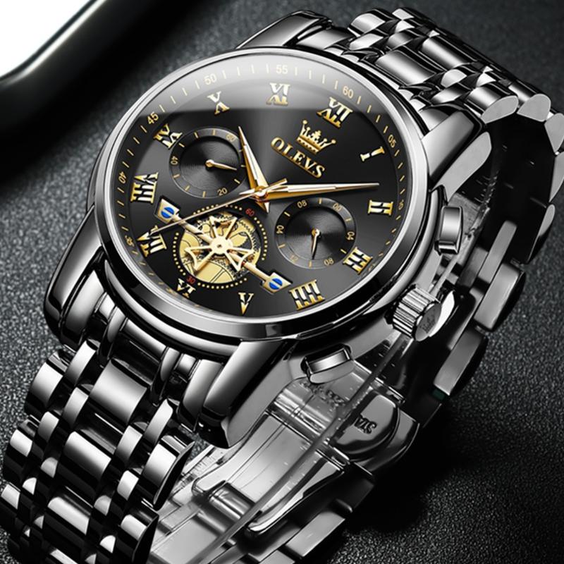 Jam Tangan Pria OLEVS 2859 Anti Air Luminous Analog Chronograph Stainless Steel Men Watch 1