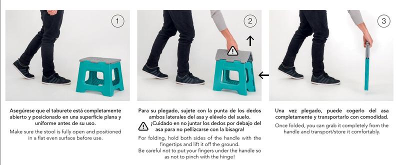Product Introduction of Vigar Compact Foldable Stool 100% Recycled Plastic Zeroline Grey 14