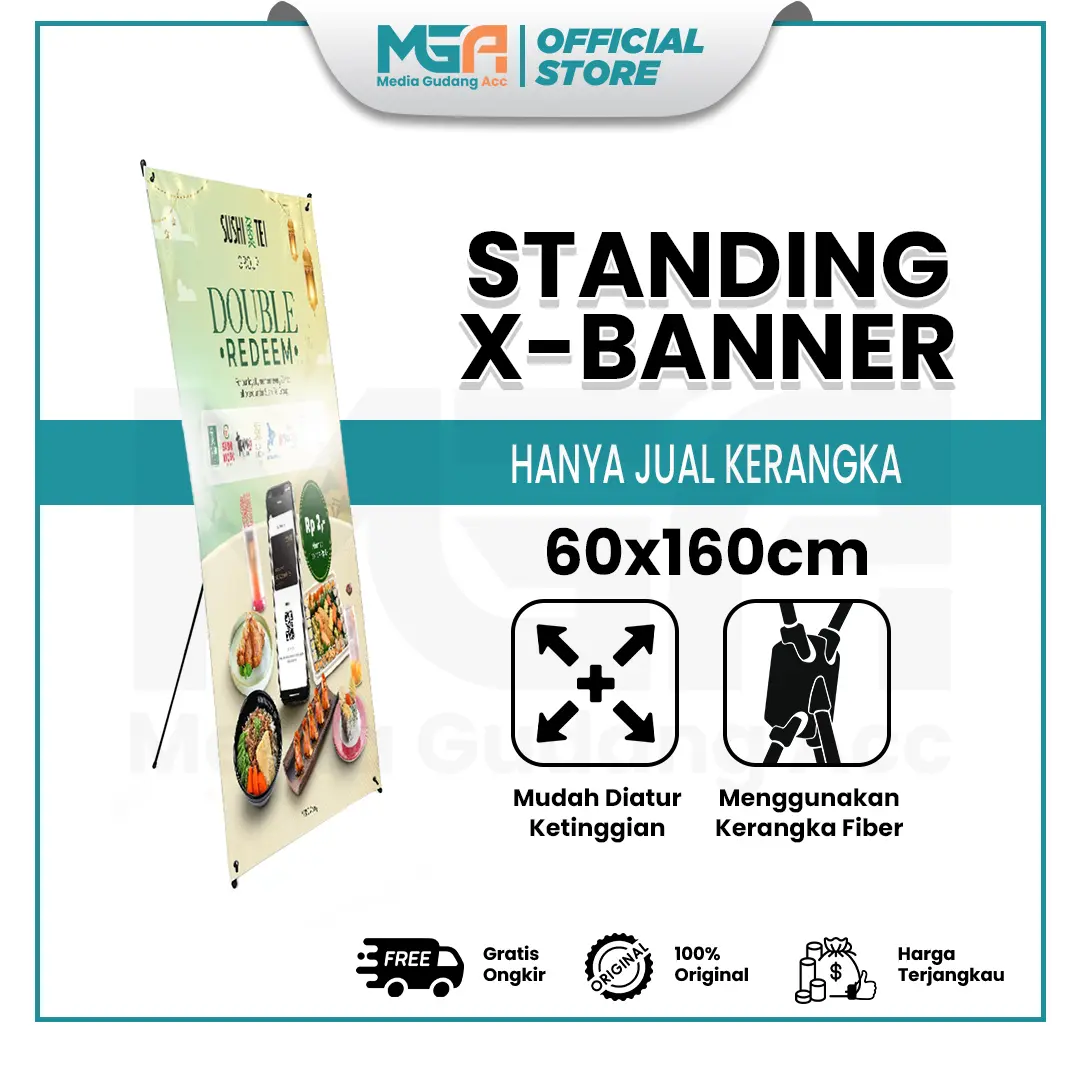 X Banner / Stand Banner / Rangka Spanduk Standing Poster 60x160 cm