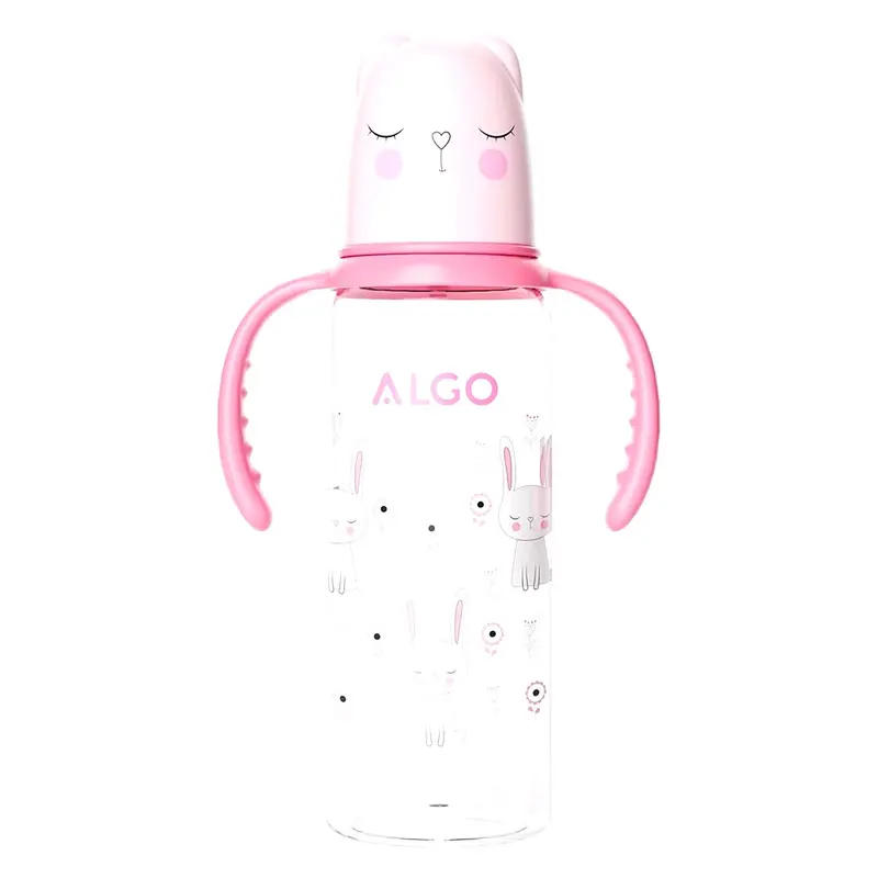 Botol Susu Bayi Algo Newborn Karakter Boneka 60ml tanpa gagang,botol susu 120 ml & 240ml dengan gagang 0-3 bln, 3-6  Bulan BPA Free - Botol Susu Dot Standar Bottle - Minum kempong botolsusu Pink Biru 4