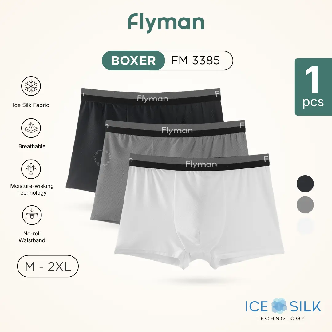Flyman Celana Dalam Pria Soft Mesh Boxer FM 3385 Bahan Breathable